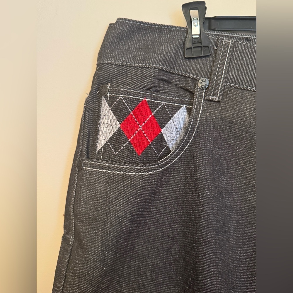 Red Ape NWT Men’s Jeans 42x33 Baggy Straight Leg Y2K Streetwear Argyle Pockets - Picture 4 of 7